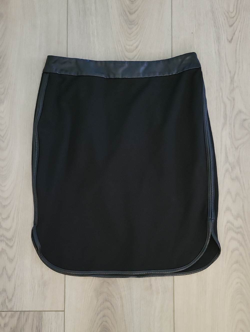 LOFT Black Pencil Skirt with Faux-Leather Trim